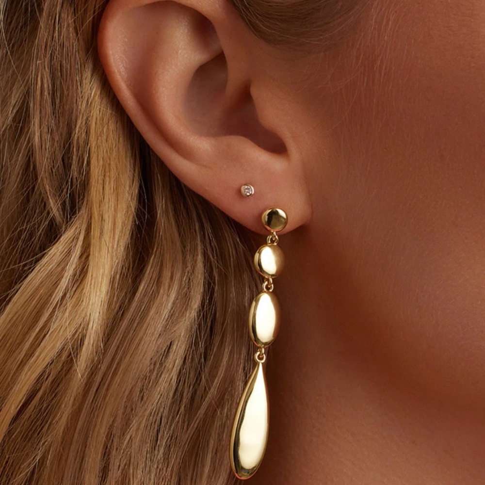 Gorjana Long Gold Drop Dangle Earrings - Picture 2 of 2